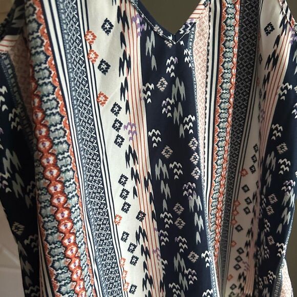 Striped V-Neck Silky Swing Top - Picture 4 of 4